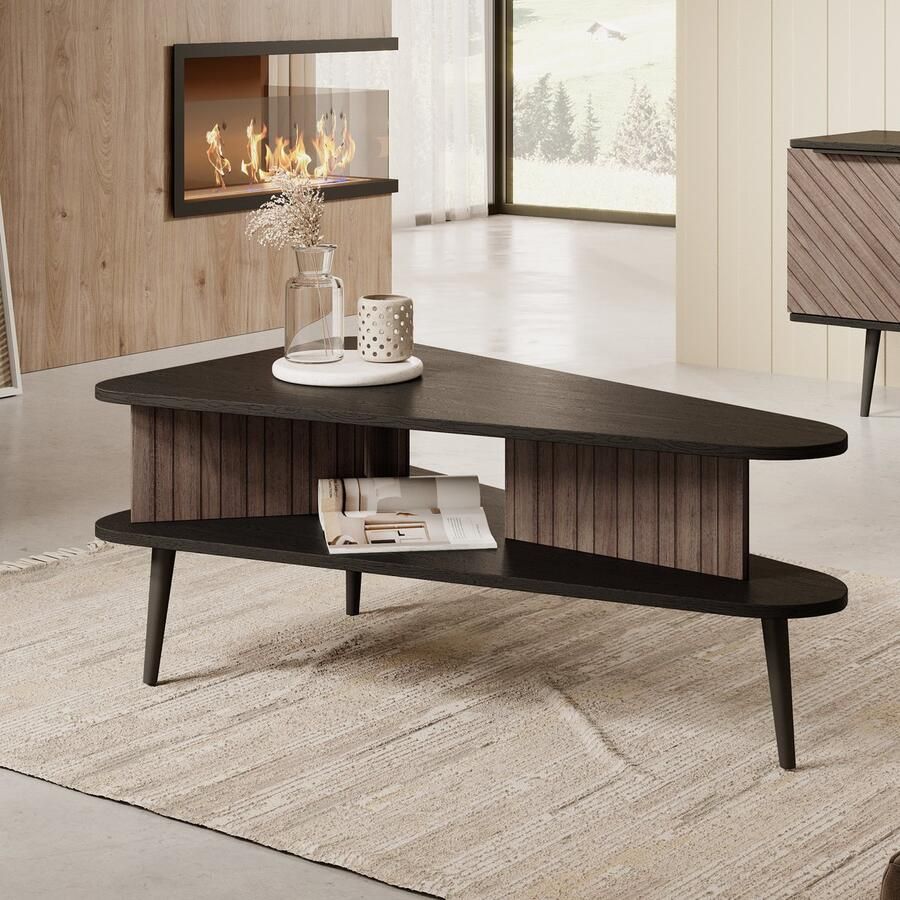 MEUBELLA Salontafel Pedro Donker eiken Zwart eiken 100 cm