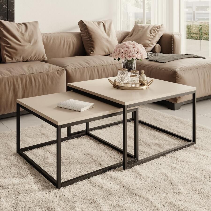 MEUBELLA Salontafel Styler Beige set van 2