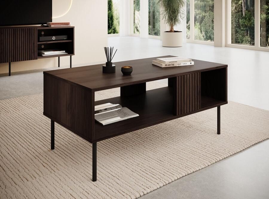 MEUBELLA Salontafel Tartagal Donkerbruin eiken 100 cm