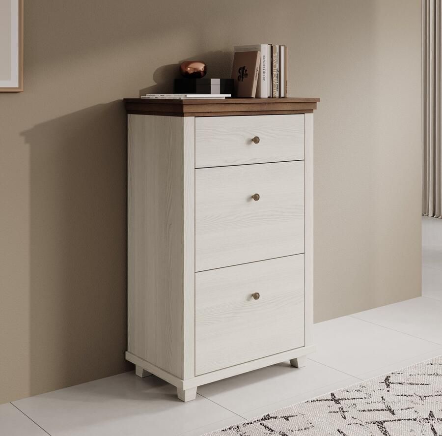 MEUBELLA Schoenenkast Eric Wit eiken 71 cm 2 kleppen