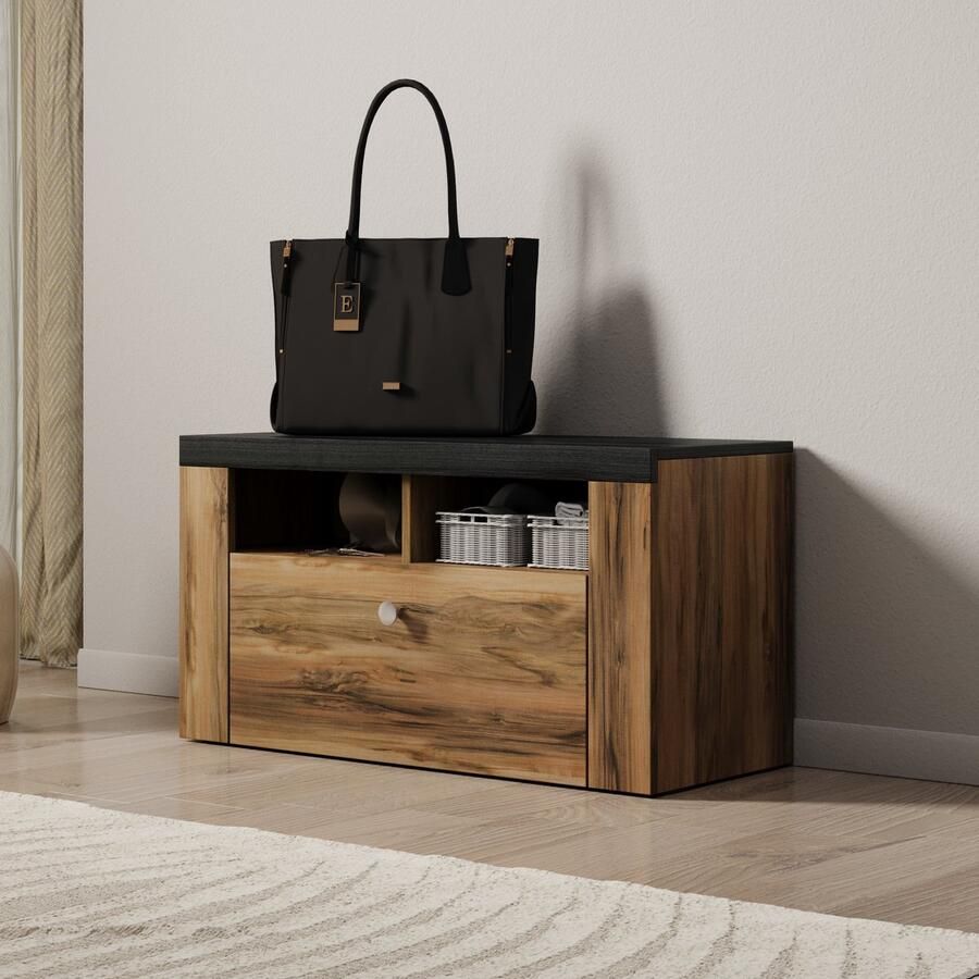 MEUBELLA Schoenenkast Linford Donker eiken 84 cm