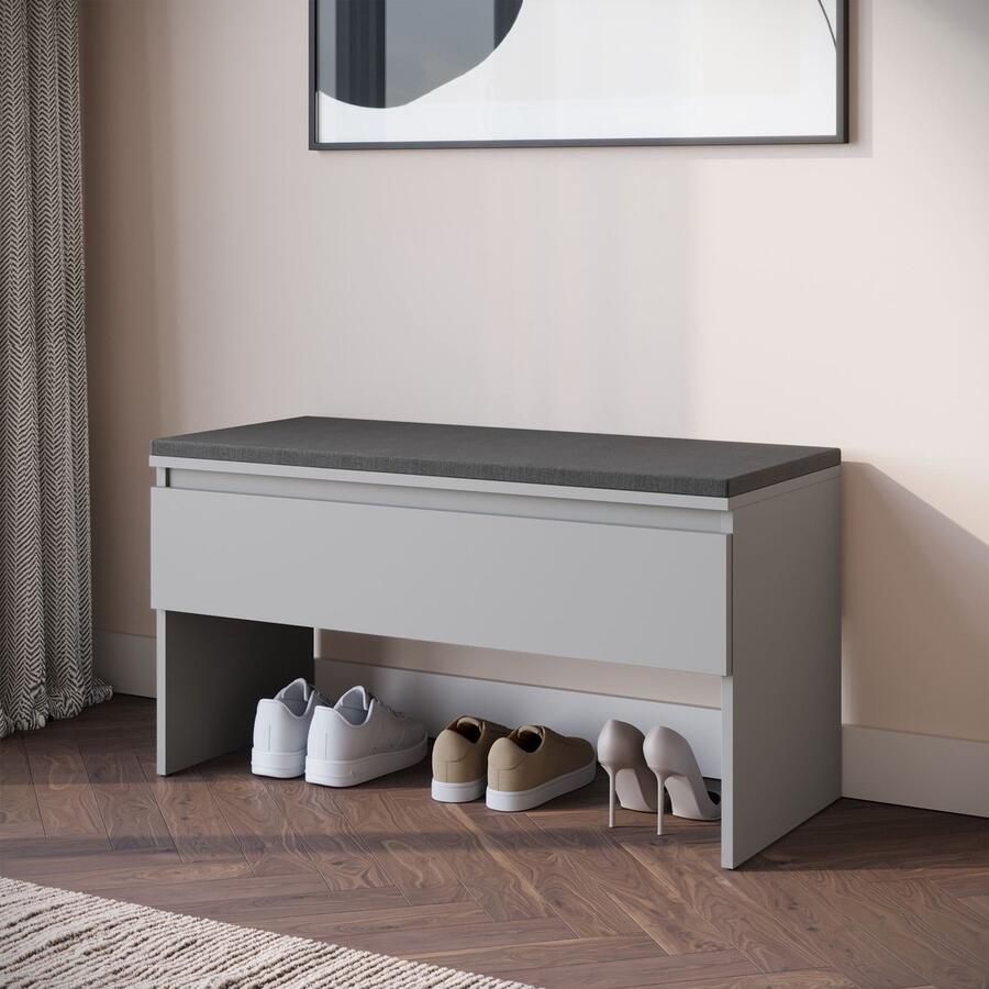 Meubella Schoenenkast Santiago Grijs 92 cm Met klep