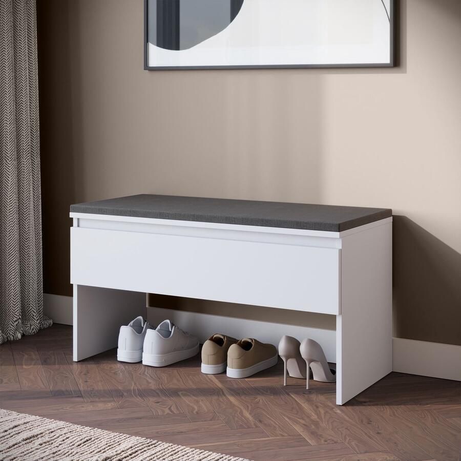 MEUBELLA Schoenenkast Santiago Wit 92 cm Met klep