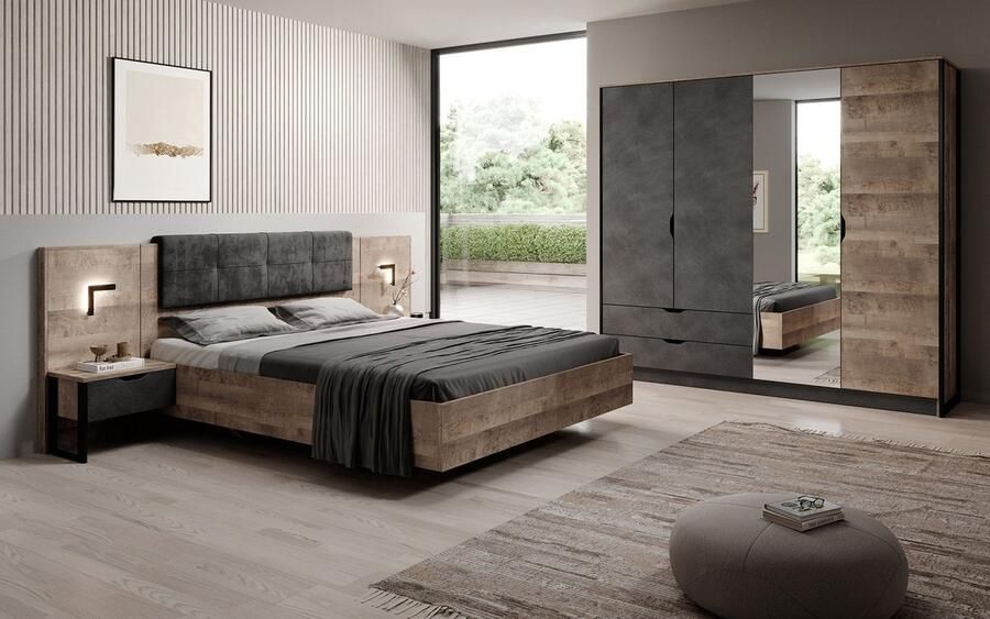 MEUBELLA Slaapkamer Acasia Grijs Eiken 160