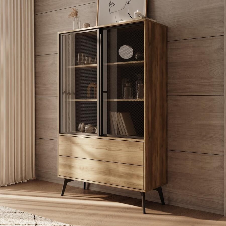 MEUBELLA Spa Vitrinekast Eiken 100x39x165 cm