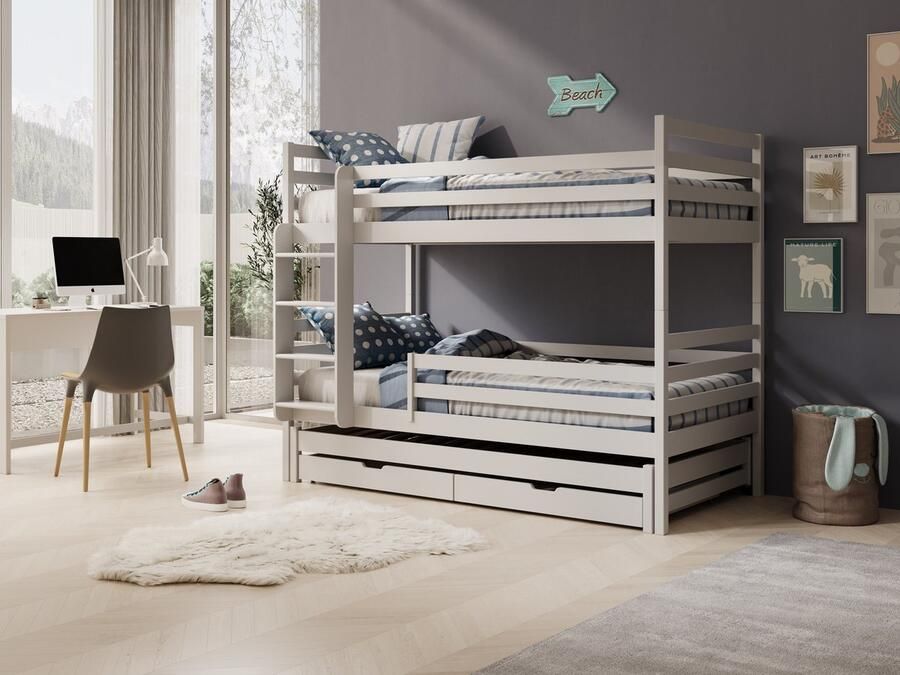 MEUBELLA Stapelbed Linde Wit 90x200 cm 3 persoons