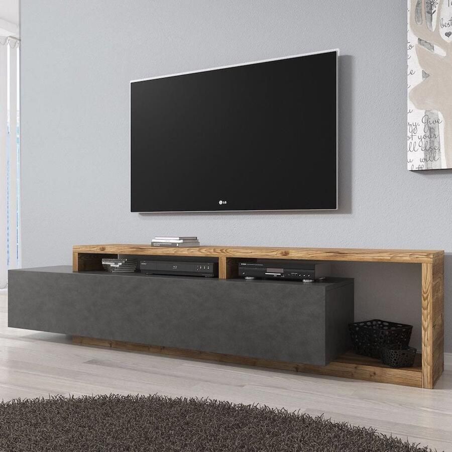MEUBELLA TV-Meubel Bello Grijs Eiken 219 cm