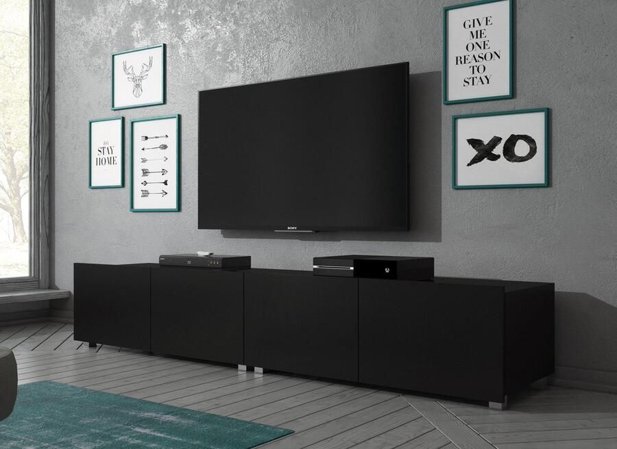 MEUBELLA TV-Meubel Calgary Mat Zwart 200 cm (2x 100) Staand of Hangend - Foto 2