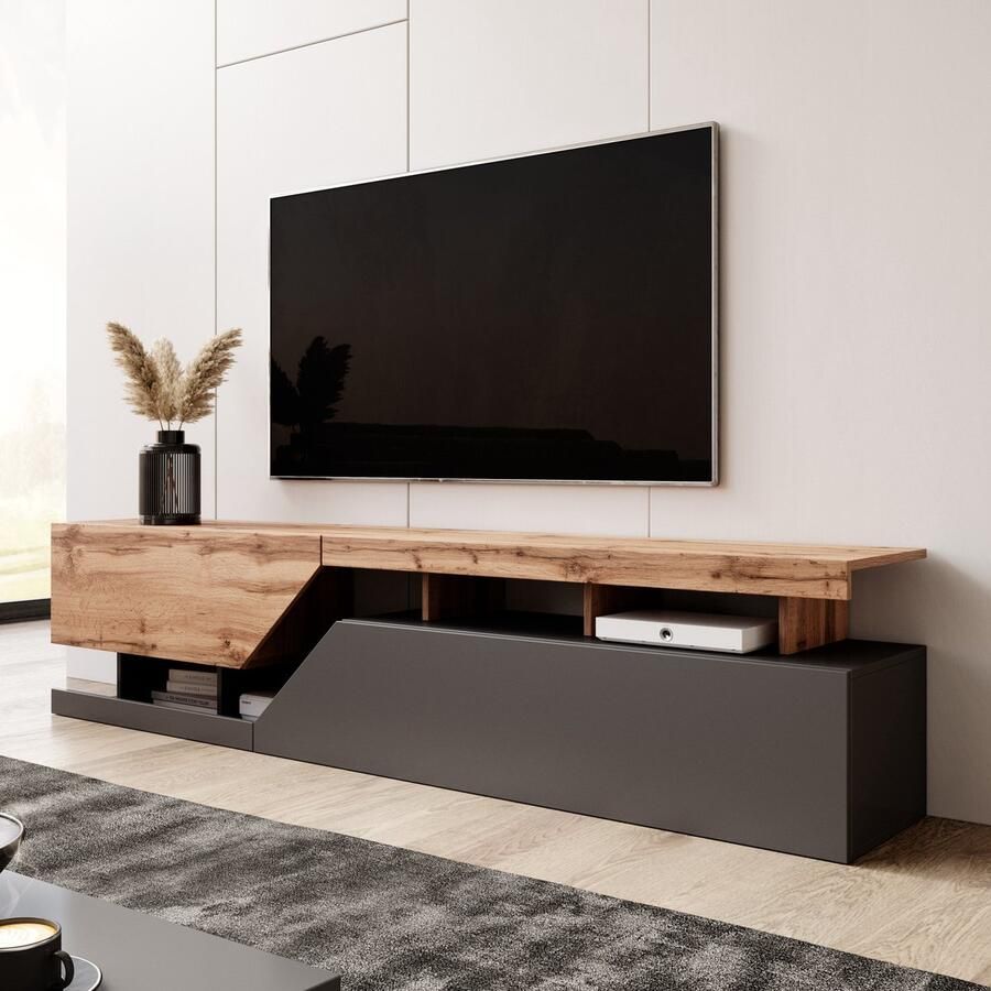 MEUBELLA TV-Meubel Canberra Eiken Antraciet 200 cm