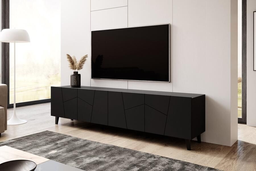 MEUBELLA TV-Meubel Ezer Mat zwart 200 cm