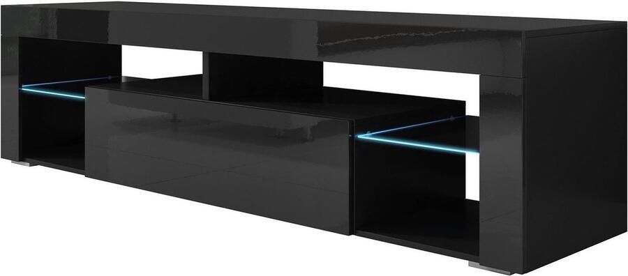 MEUBELLA TV-Meubel Fancy Zwart 140 cm Met LED