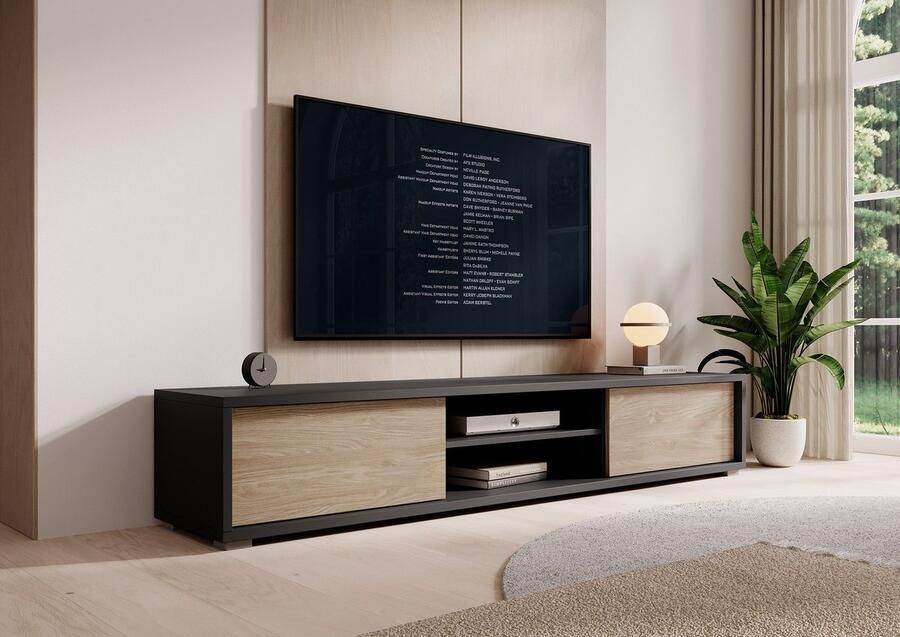 MEUBELLA TV-Meubel Fortunato Antraciet Eiken 180 cm 2 deuren - Foto 2