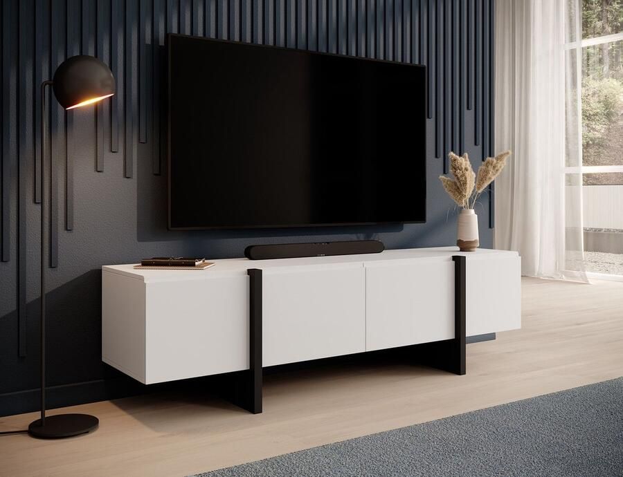 MEUBELLA TV-Meubel Kelton Wit Zwart 180 cm