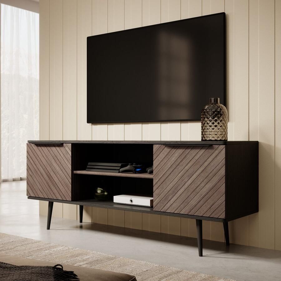 MEUBELLA TV-Meubel Pedro Donker eiken Zwart eiken 150 cm