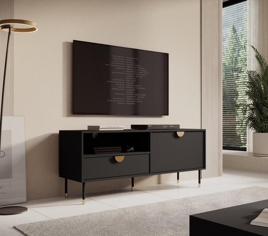 MEUBELLA TV-Meubel Veerle Zwart 140 cm