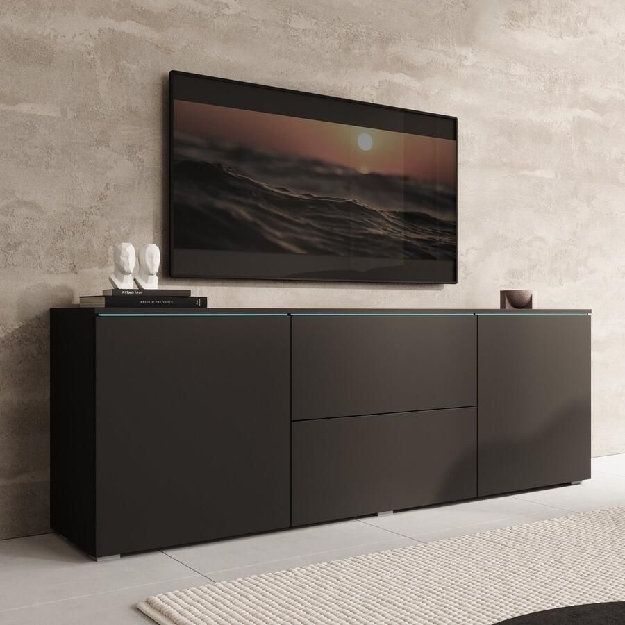 MEUBELLA TV-Meubel Vico Zwart 180 cm