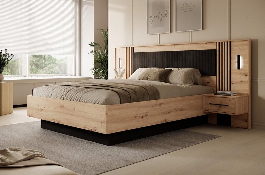 MEUBELLA Tweepersoonsbed Adyson Eiken 160x200 cm