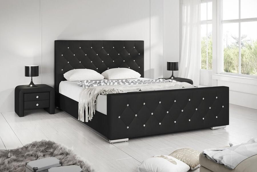 MEUBELLA Tweepersoonsbed Aventura Diamond Zwart 140x200 cm