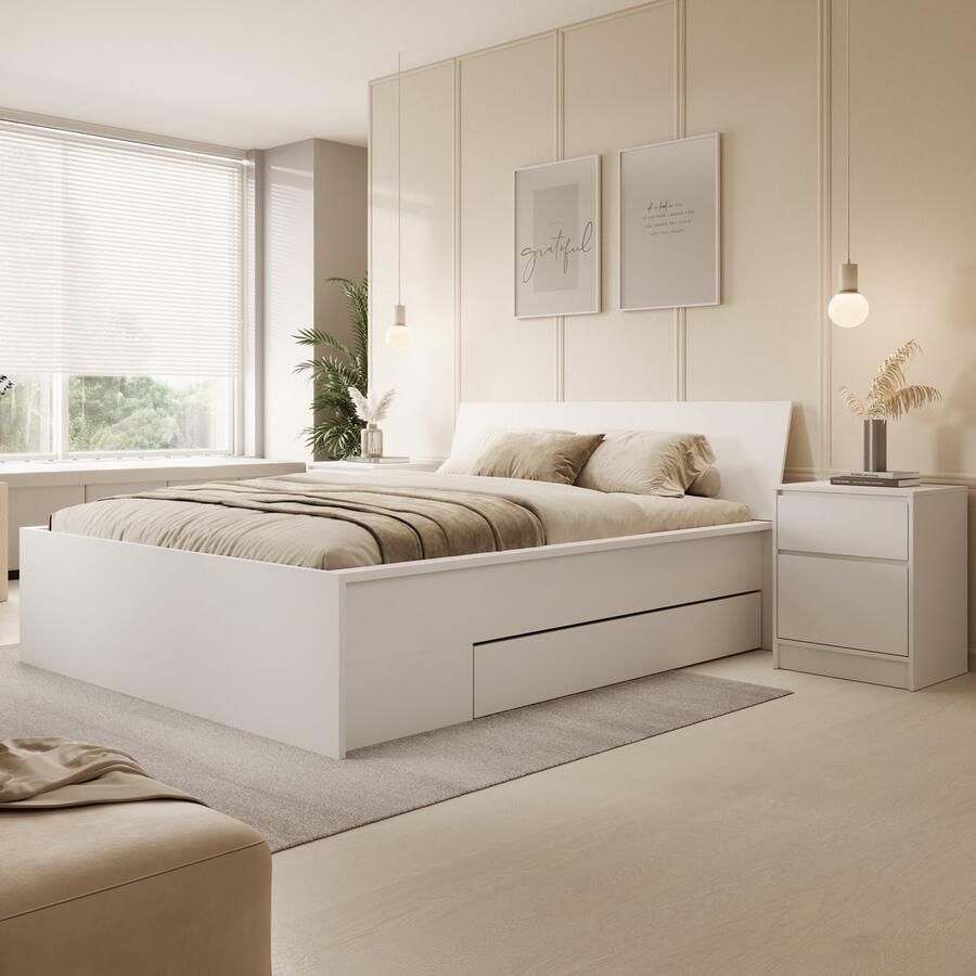 MEUBELLA Tweepersoonsbed Brett Wit 160x200 cm