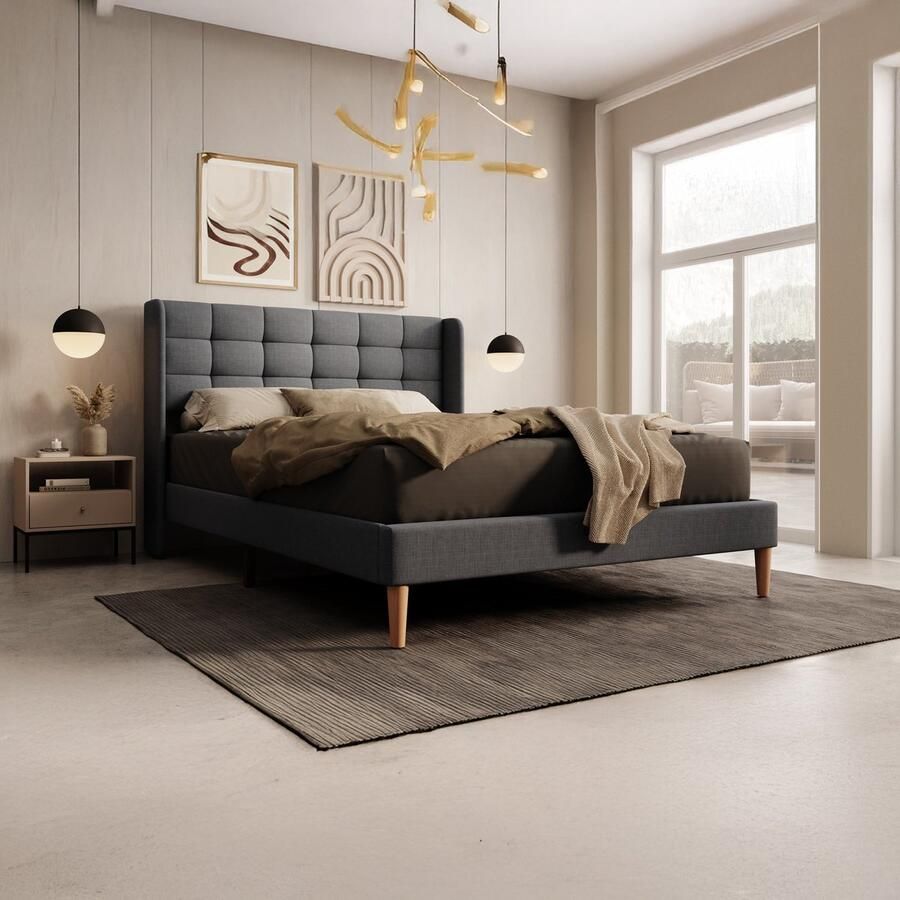 MEUBELLA Tweepersoonsbed Christ Grijs 140x200