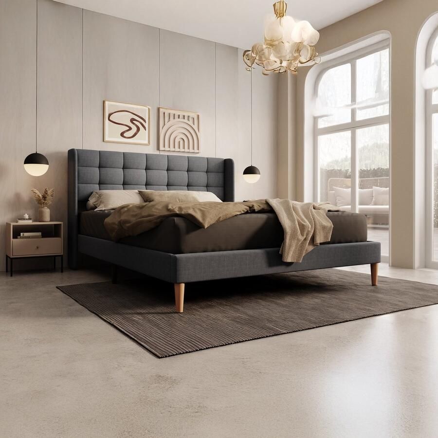 MEUBELLA Tweepersoonsbed Christ Grijs 160x200