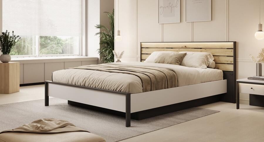 MEUBELLA Tweepersoonsbed Genesis Grijs 160x200 cm