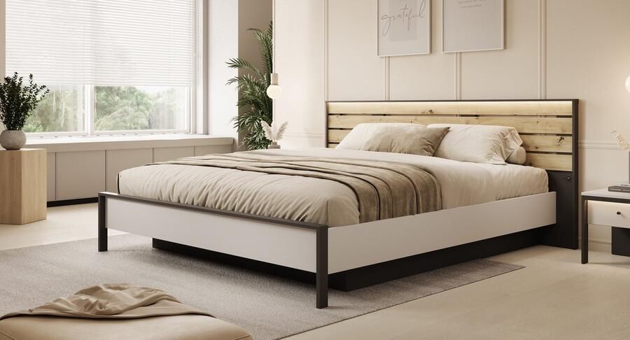 MEUBELLA Tweepersoonsbed Genesis Grijs 180x200 cm