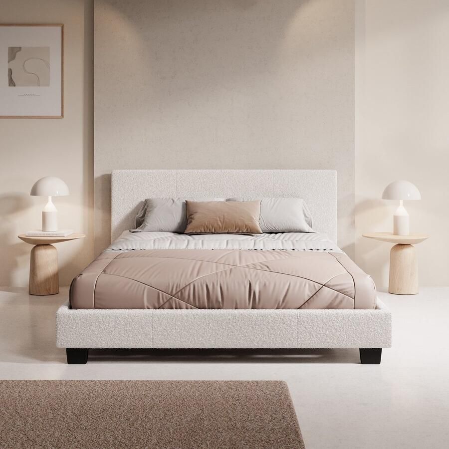 MEUBELLA Tweepersoonsbed George Wit Teddystof 140x200 cm