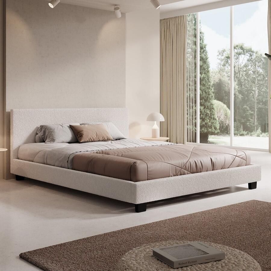 MEUBELLA Tweepersoonsbed George Wit Teddystof 160x200 cm