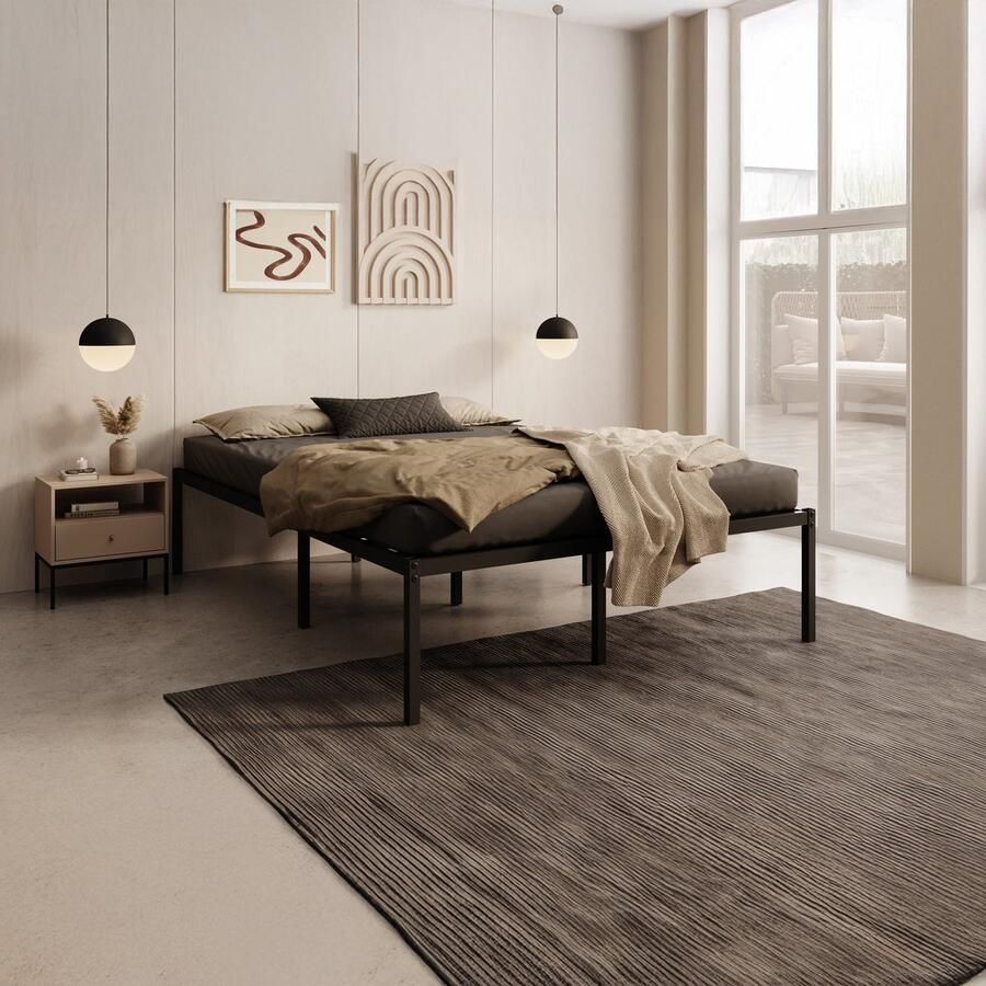 MEUBELLA Tweepersoonsbed Justin Zwart 140x200