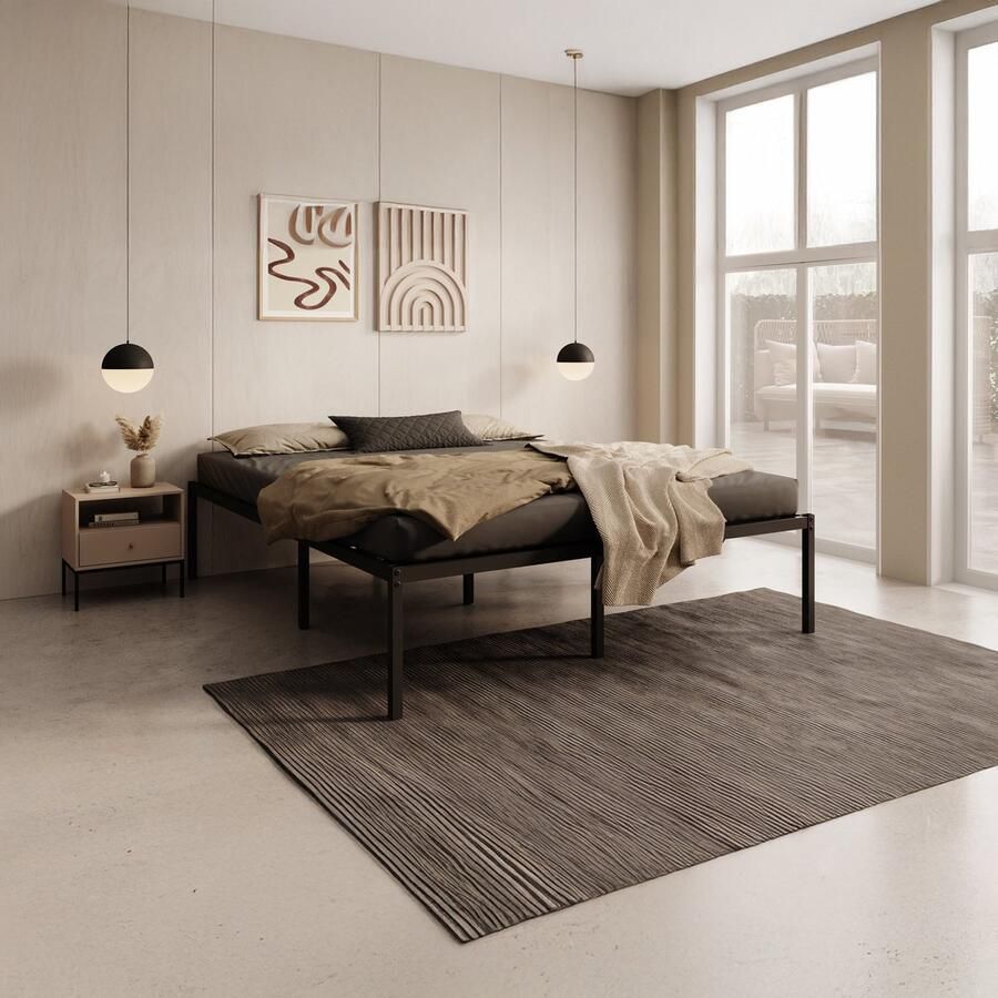 MEUBELLA Tweepersoonsbed Justin Zwart 160x200