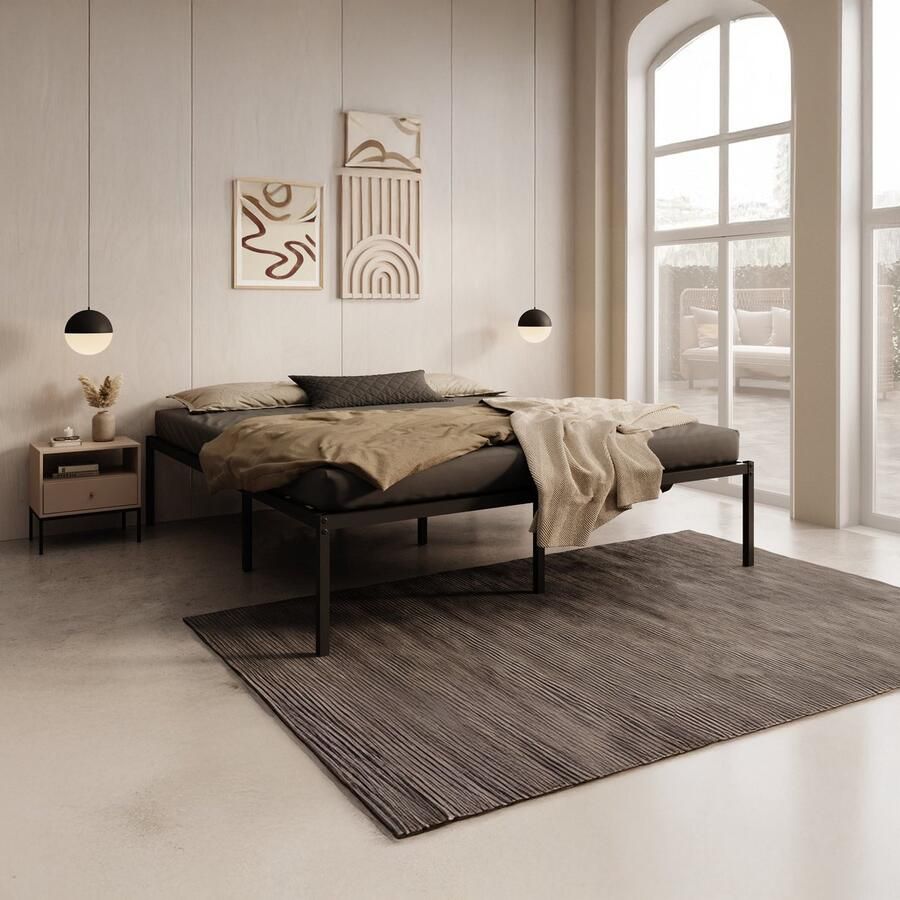 MEUBELLA Tweepersoonsbed Justin Zwart 180x200