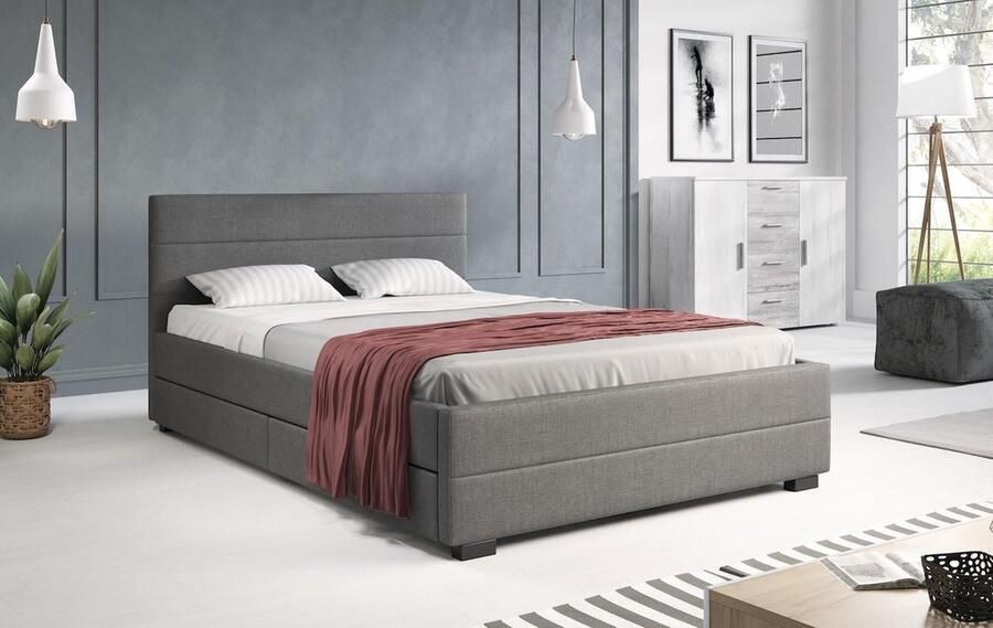 MEUBELLA Tweepersoonsbed Loox Grijs 140x200 cm