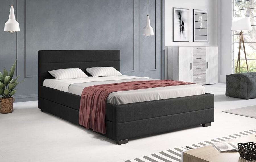 MEUBELLA Tweepersoonsbed Loox Zwart 140x200 cm