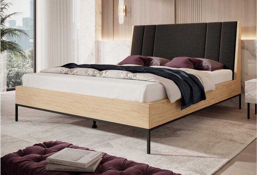 MEUBELLA Tweepersoonsbed Luxor Eiken 180x200 cm