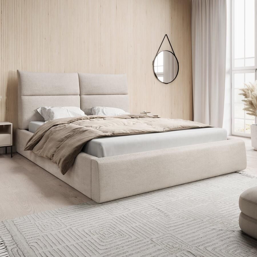 MEUBELLA Tweepersoonsbed Maxton Beige stof 160x200 cm