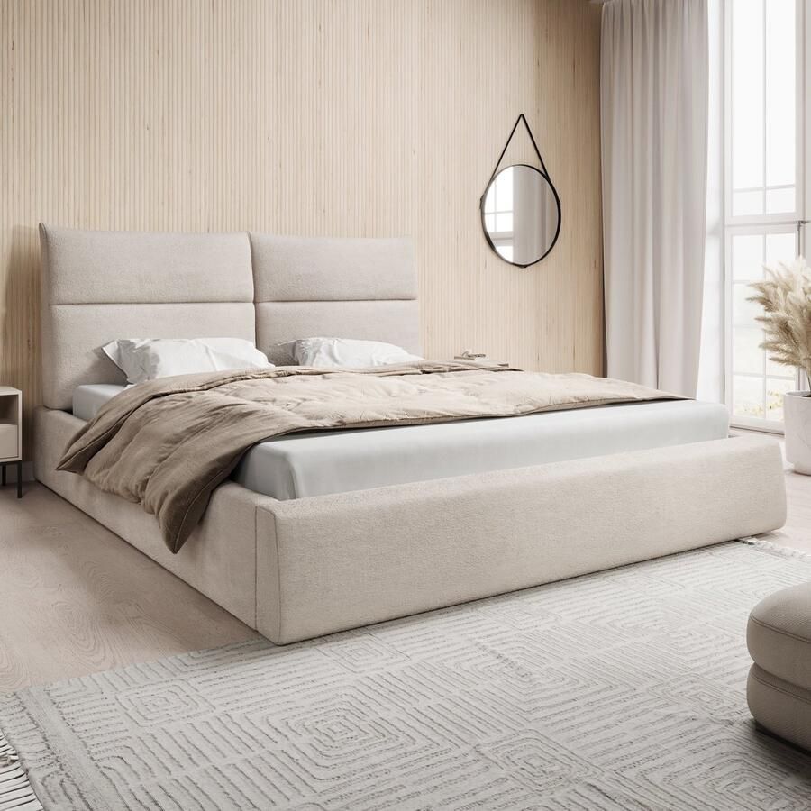 MEUBELLA Tweepersoonsbed Maxton Beige stof 180x200 cm