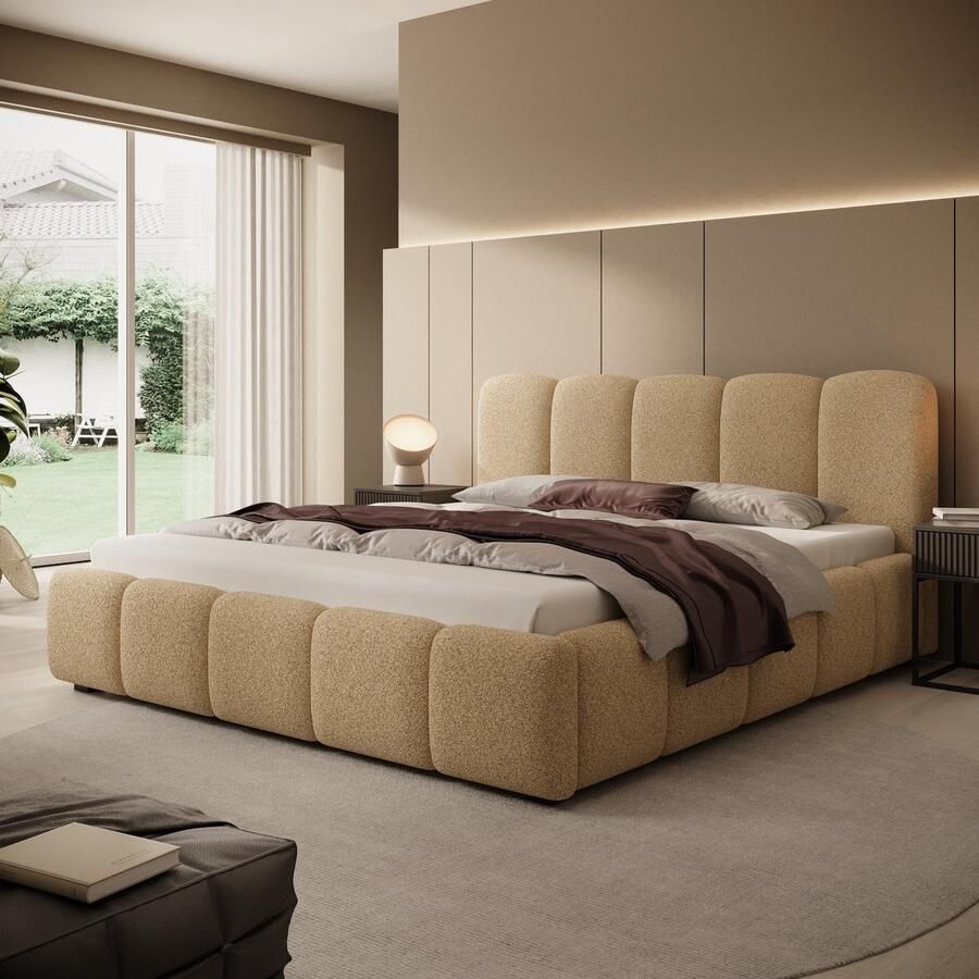 MEUBELLA Tweepersoonsbed Nolena Beige stof 180x200 cm