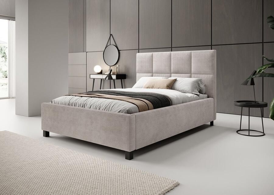 MEUBELLA Tweepersoonsbed Soline Beige ribstof 140x200 cm