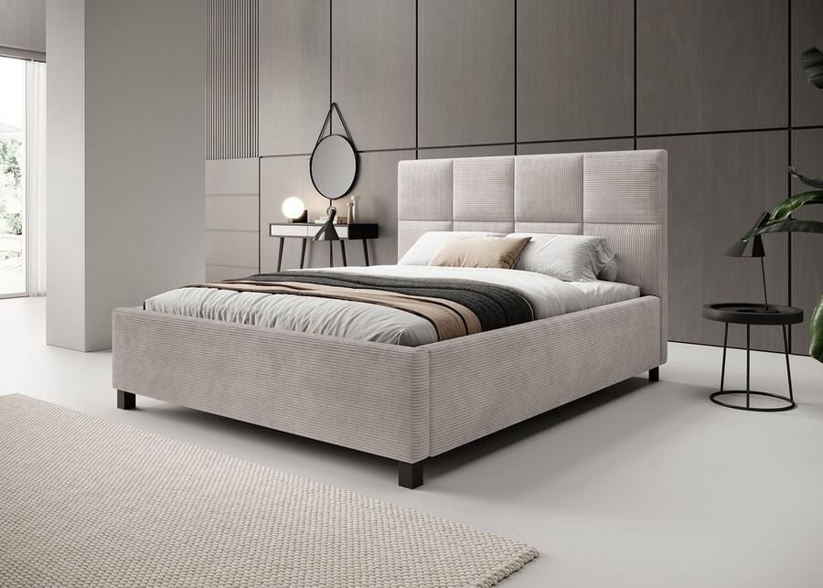 MEUBELLA Tweepersoonsbed Soline Beige ribstof 160x200 cm