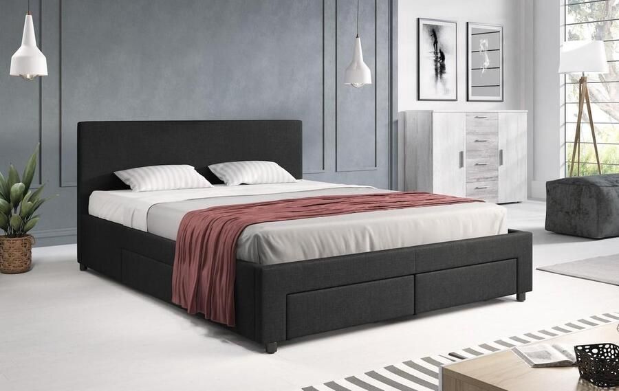 MEUBELLA Tweepersoonsbed Suente Zwart 180x200 cm