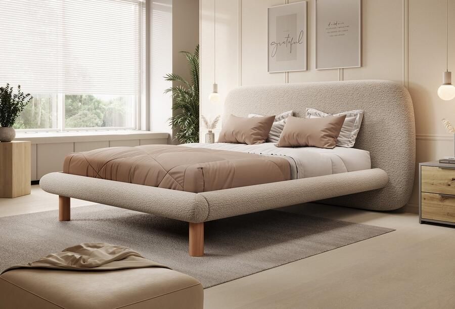 MEUBELLA Tweepersoonsbed Udex Beige 160x200 cm