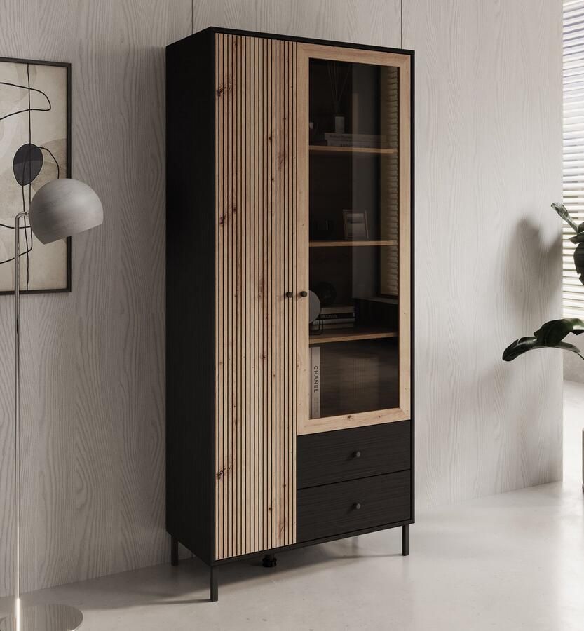 MEUBELLA Vitrinekast Charles 2 Eiken 87 cm