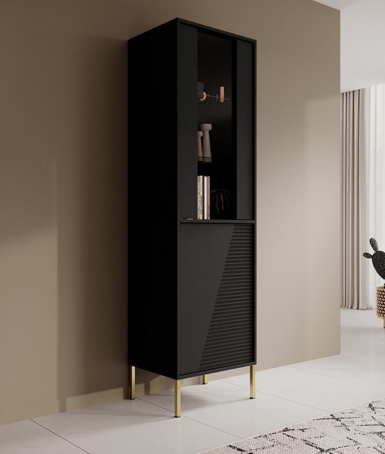 MEUBELLA Vitrinekast Davey Zwart 55 cm