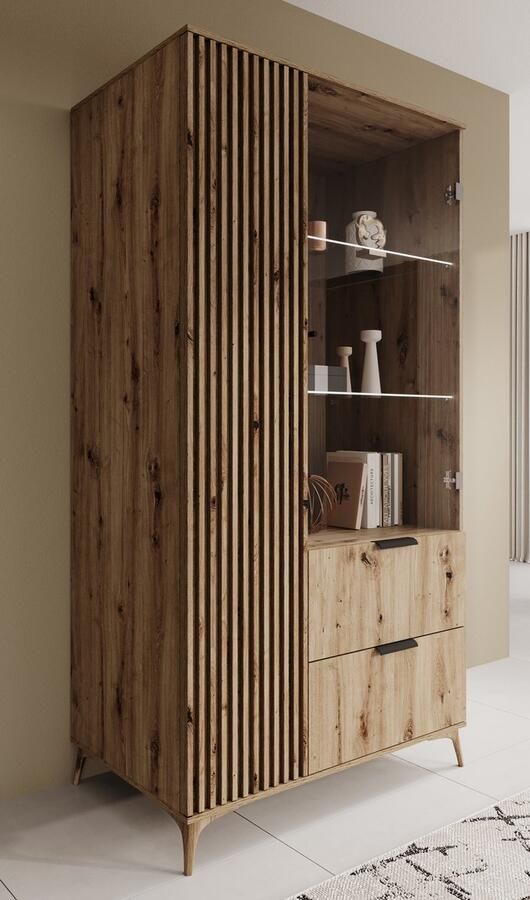 MEUBELLA Vitrinekast Evy Eiken 100 cm