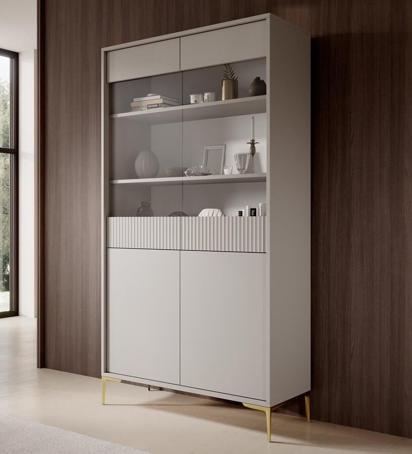 Meubella Vitrinekast Five Beige 103 cm