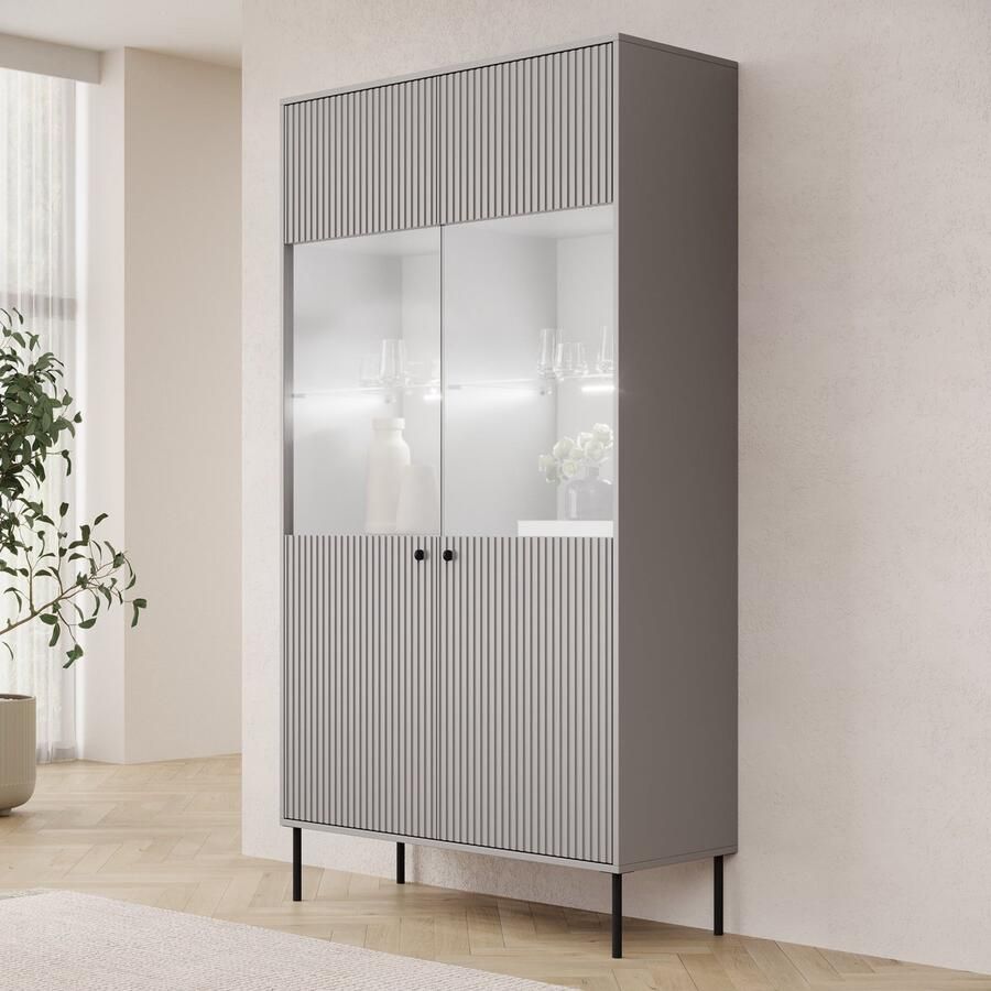 MEUBELLA Vitrinekast Ilux Grijs 105 cm