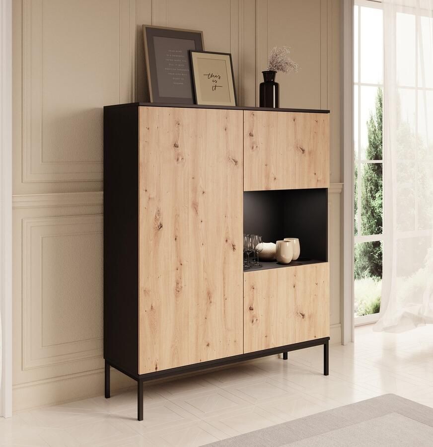 MEUBELLA Vitrinekast Lagos Eiken 120 cm