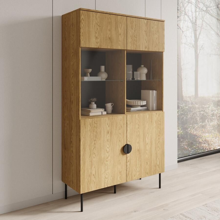 MEUBELLA Vitrinekast Monor Eiken 107 cm