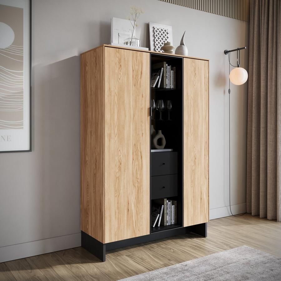 MEUBELLA Vitrinekast Nigel Eiken 102 cm